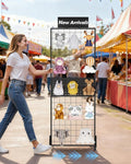 DEMEGA 6' x 2' Ft Grid Wall Panel, Pegboard Gridwall Display Stand with Notice board, Sturdy Floorstanding Wire Grid Rack, Movable Silent Wheel for Home Organization Retail Trade Art Craft Show Vendor
