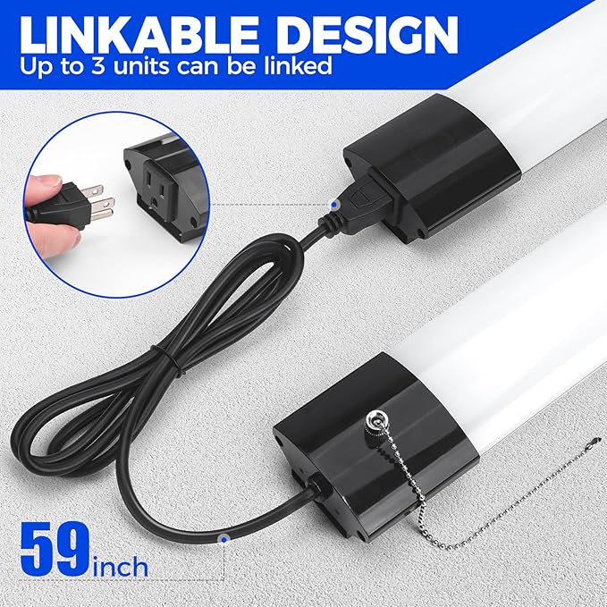 Barrina BS84 LED Shop Light for Garage, 10000LM, 84W, 4FT, 5000K Linkable Light Fixture for Workshop, Basement, Hanging or Flush Mount, Heat Dissipation with Pull Chain Switch, ETL,1 Pack