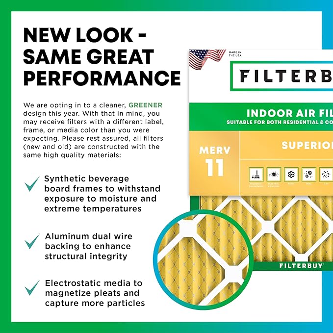 Filterbuy 19.5x19.5x1 Air Filter MERV 11 Superior Pet & Allergy Defense (6-Pack), Electrostatic Pleated HVAC AC Furnace Filters Replacement, Made in USA (Actual Size: 19.50 x 19.50 x 0.75)