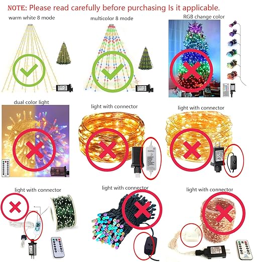 2 Pcs 8 Mode Light LED Transformer 12V LED Controller Class 2 Power Supply,Transformer US Plug Adapter Replacement for String Light, not Fit 8 Mode with Control Box and 1 Mode String Light