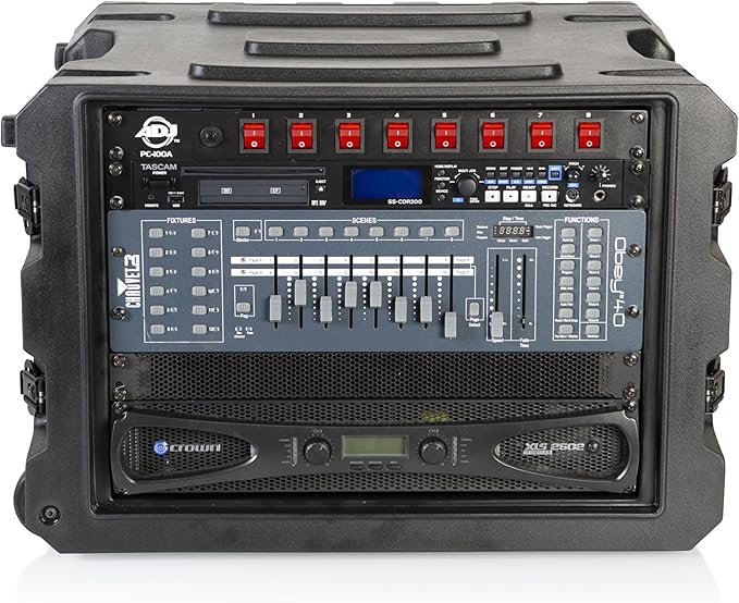 Gator Cases Pro Series 19" Depth 8U Rolling Rack Case with Recessed Wheels, Black
