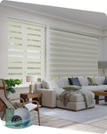 Yoolax Motorized Zebra Blinds Compatible with Alexa,Motorized Blinds with Remote Smart Automatic Custom Electric Window Blinds Cordless Indoor Blackout for Home Bedroom Kitchen (Striped Gold)