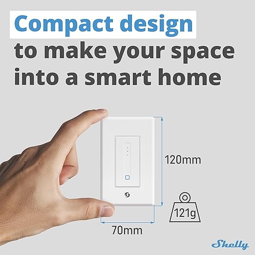 Shelly Plus Wall Dimmer UL | WiFi Smart Wall Dimmer Switch | Home Automation | Bluetooth Gateway | Compatible with Alexa, Home Assistant & Google | No Hub | Timer Schedule | Dimmable Lights