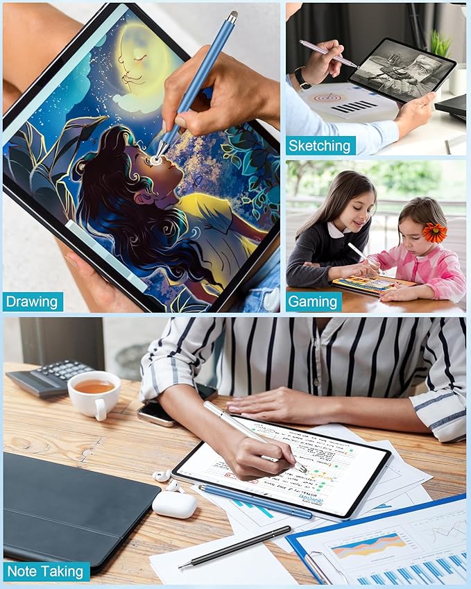 Stylus Pens for Touch Screens, 4 Pcs High Precision Disc Stylus with Magnetic Cap, 2 in 1 Stylus Pen Compatible with iPhone, iPad Pro, Mini, Air and Samsung Tablets