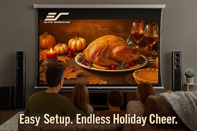 Elite Screens Manual Tab-Tension 3, 110-INCH with Extra 12" Drop, Pull Down Projector Screen Home Movie Gaming Presentations ISF Certified Premium CineWhite® P Material, MT110XWH3-E12