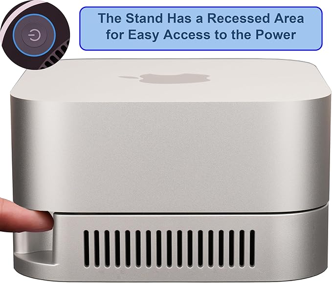 Psitek Mac mini M4 Stand, Silver Holder for Mac mini 2024-2026 Ventilation Heat Dissipation Cooling Desk Mount Accessories