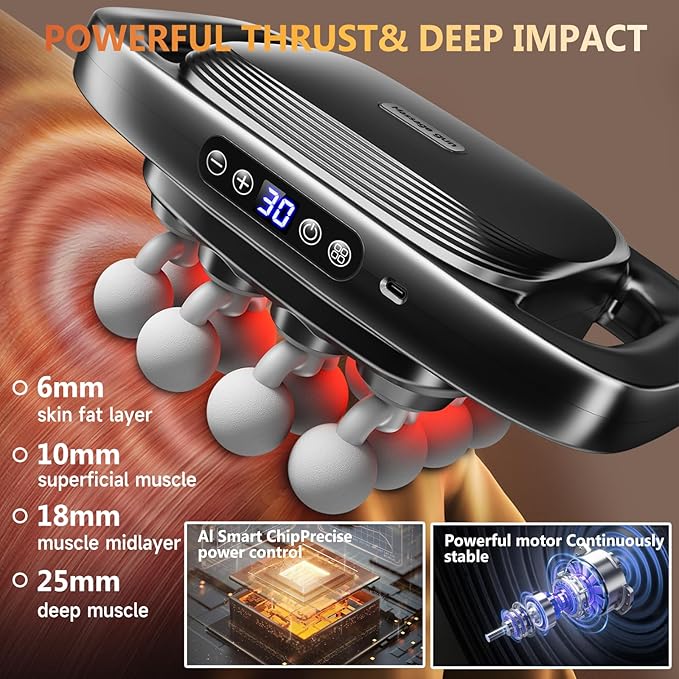 Fakosre Upgraded 16-Head Massage Gun, Deep Tissue Percussion Massager, Muscle Massage Gun for Back, Shoulders, Legs, Body Muscle Pain Relief, Gifts for Men and Women