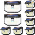 FAXBOX Solar Lights Outdoor Motion Sensor, 178 LED 300LM Waterproof IP65, Wall Mounted Security Light with 3 Modes, 270° Wide AngleWide Angle, Solar Powered for Garden, Yard, Patio, Front Door(8Pack)