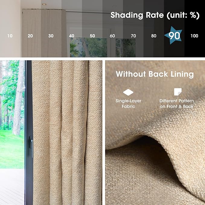 SmartWings Automatic Curtain Opener with Drapery, Motorized Vertical Blinds with Remote, Electric Closet Doors Sliding Panels Compatible with Alexa Google Homekit, 90% Blackout Wheat
