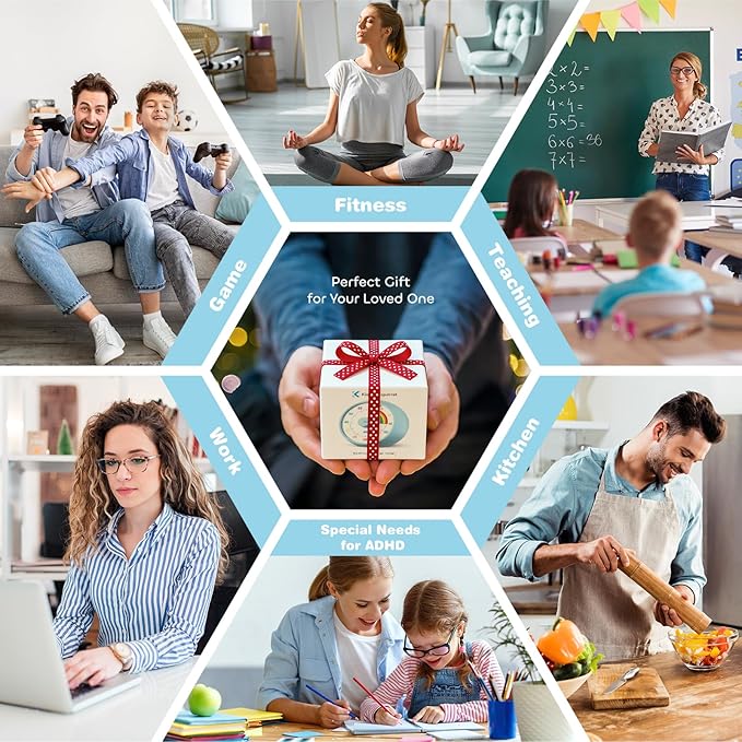Visual Timer for Kids, 60-Minute Countdown Timer for Classroom Office Kitchen, Desk Timer Kids Time Management Tools with Silent Operation, Pomodoro Time Rainbow Pattern (Green)