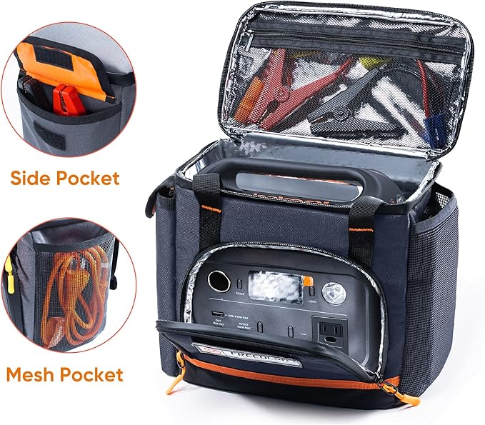 FRECOLSH Travel Carrying Case Compatible with Jackery Explorer 300/240/160, Portable Power Station Storage Case with Water- proof Bottom and Front Pockets for Jackery Accessories Solar Generator