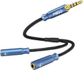 MillSO 3.5mm 4 Pole TRRS Audio Splitter Cable Nylon Braided Stereo Aux Splitter for 2 TRRS Headset to PC Laptop PS4 Xbox Smartphone - 1 FT