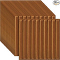 Nuanchu 32 Pcs 3D Slat Wall Panels 12 x 12 Inch PVC Fluted Textured Panel Cuttable Paintable DIY Wall Art Decorative Tiles for Ceiling Studio Bathroom Interior TV Background (Teak Grain)