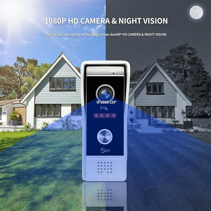Video Doorbell Intercom System,10 Inches Touch Screen (Black) Video Doorbell Door Phone System,Support Remote Unlock, Dual-Way Intercom,Night Vision for Villa House Apartment (1-Camera + 2-Monitor)