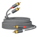 AGVEE 25ft RCA Cable, 2 RCA Male Thickened Six Claws Plug Stereo Auxiliary Audio Cord for Home Theater, Amplifier, Active Speakers or Subwoofer, Gray