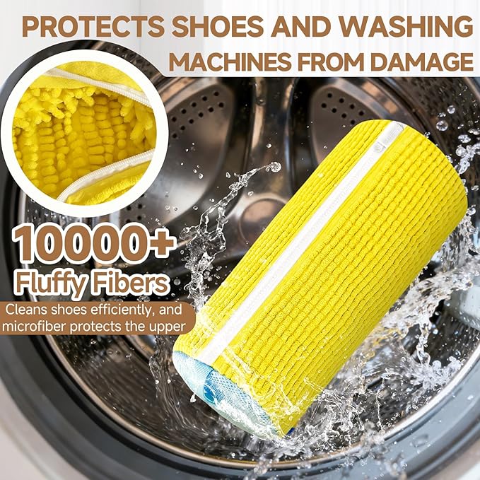 Shoe Washing Machine Bag Laundry Shoe Bag for Washer and Dryer Reusable 2pc Shoe Cleaning Bags for Sneakers 360° Deep Cleaning Machine for All Shoes Types With Self-locking Zipper