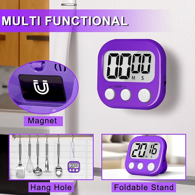 ZILLEEN Classroom Timer for Kids Teachers 2 Pack Digital Timers, Purple & Yellow