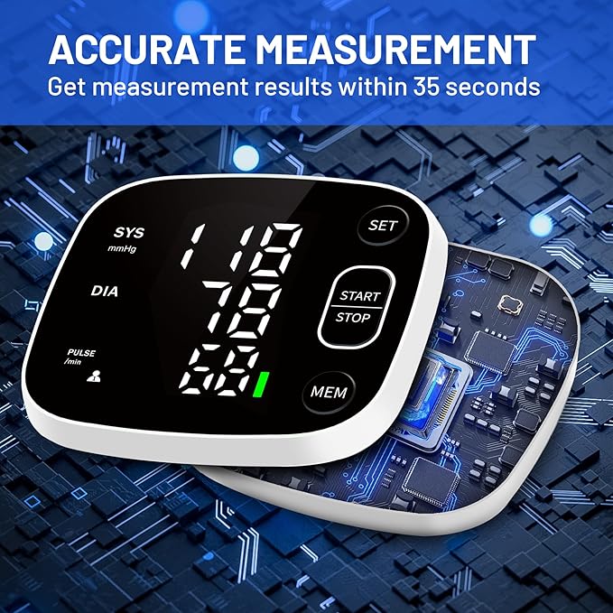 FOTOSY Blood Pressure Monitor Rechargeable Blood Pressure Monitors for Home Use Adjustable Automatic Wrist Cuff Voice Broadcast 2 * 120 Reading Memory for 2 Users with Carrying Case