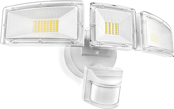 SAATLY Motion Sensor Outdoor Lights - 4600LM LED Security Lights, Dusk to Dawn, IP65 Waterproof, 3 Adjustable Head Motion Detector Flood Lights for Garage, Yard, Porch