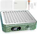 Nail Dust Collector | 1000PA Gel Nail Dust Collector | 10 Speed Levels | Low Noise & Strong Suction | Reusable Filter, 10 Pads + Nail Dust Brush | for Acrylic Nails, Salon & Home - Dark Green Diamond