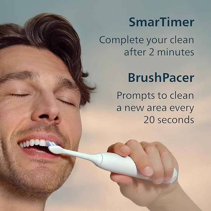 Philips Sonicare 6700 Series Electric Toothbrush - Next-Generation Sonicare Technology, Pressure Sensor, 9 Brushing Settings, SmarTimer, BrushPacer, 21-Day Runtime, Travel Case, White, HX7410/07