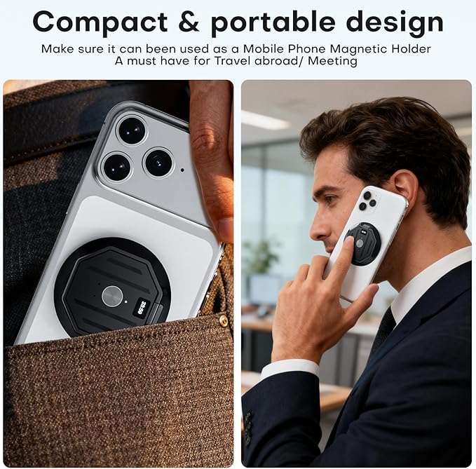 AI Voice Recorder, Transcribe & Summarise with AI Technology 64GB Memory Device Magnetic Phone Stand Offline/Online Translation Support 127 Languages for Lectures, Meetings, Calls, Travel