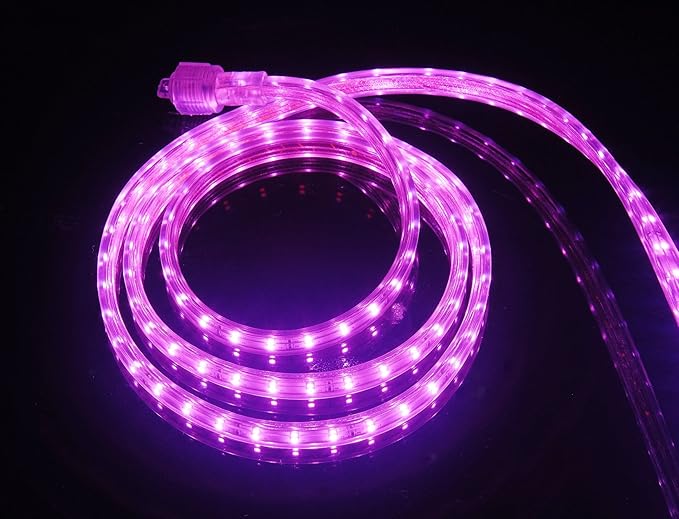 CBConcept UL Listed, 6.6 Feet, 720 Lumen, Pink, Dimmable, 110-120V AC Flexible Flat LED Strip Rope Light, 120 Units 3528 SMD LEDs, Indoor Outdoor Use, Accessories Included, Ready to use