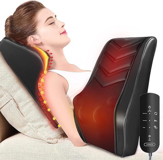 OMASSA Shiatsu Neck Massager with Heat, 3D Kneading Back Massage Pillow for Pain Relief, Massagers for Neck and Back, Shoulder, Leg, Gifts for Men Women Mom Dad, Stress Relax at Home Office and Car