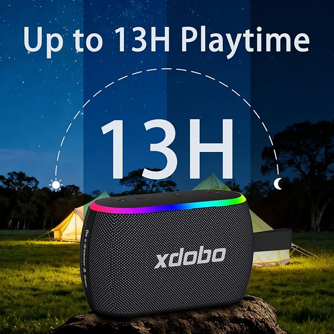 xdobo X8 Mini II Portable Bluetooth Speaker Small Bluetooth Speaker Waterproof IPX6 Computer Speakers Wireless with RGB Lights for Home/Outdoor/Party/Beach/Birthday Gift