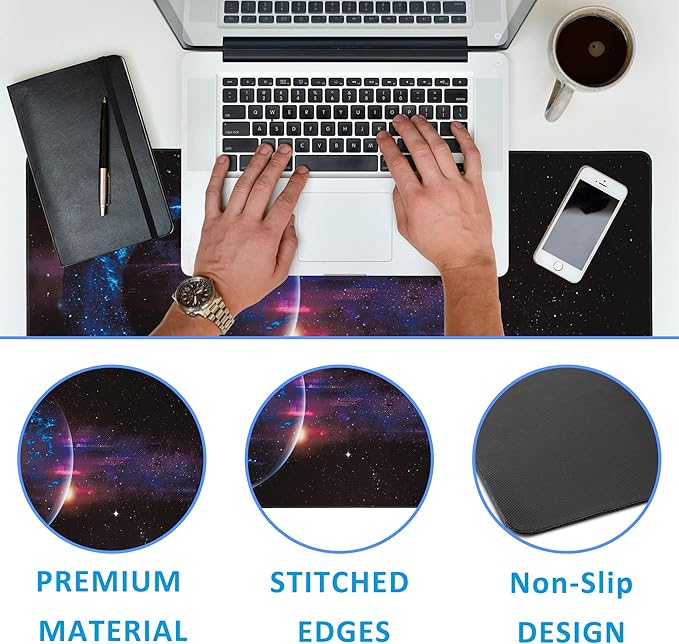 EOBKLAX Mouse Pad,Abstract Space Desk Mat for Desktop,Desk Pad with Non-Slip Base and Stitched Edge,Extended Mousepad for Office and Home 35.4X15.7 Inch