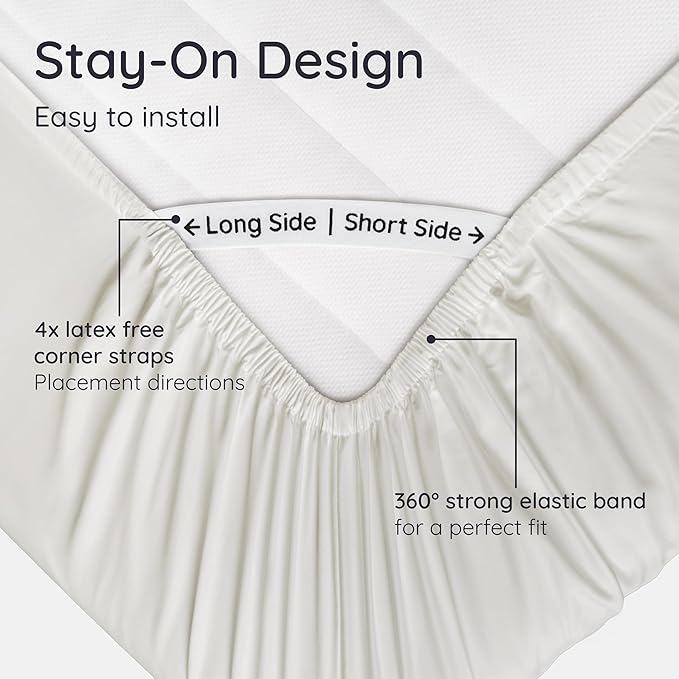 Bambaw 100% Viscose Derived from Bamboo King Fitted Sheet with Elastic Corner Straps, Cooling Fitted Sheet King Size, 16’’ Pocket King Bottom Fitted Sheet Only, Breathable & Soft Fitted Sheet (Ivory)