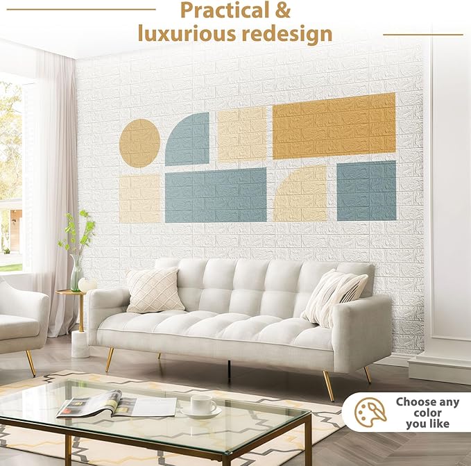 JOLOV 20 PCS 3D Wall Panels Peel and Stick - PE Foam DIY Self Adhesive, Waterproof, Perfect for Interior Wall Decor in Bedroom & Living Room (20)