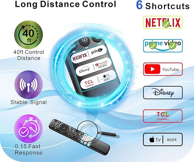 B BraiNice Universal Remote for All TCL TV Remote Replacement, Motion Backlit, Voice Control & Bluetooth, for Google Smart TV, TCL-Smart and Android TVs 2026-2016
