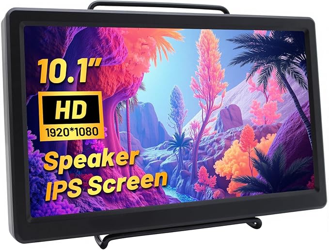 ELECROW 10.1 Inch Portable Monitor - IPS Capacitive Monitor with HD VGA Port，1920x1080P LCD Display Built-in Dual Speakers VESA Mount for Raspberry Pi 5/4/3, PS Xbox, Windows 11/10/8/7