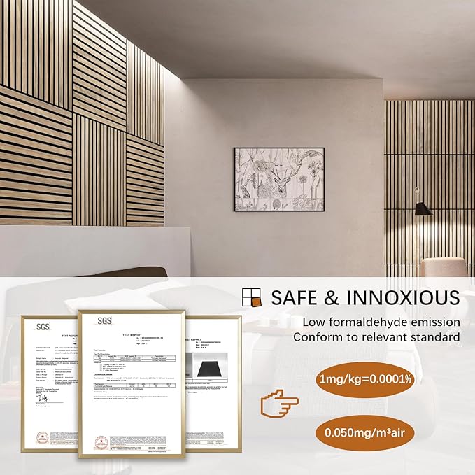 ARMURO Acoustic Wood Panels for Wall 4-Pack - Natural Oak Veneer Soundproof Panels for Home & Office, 23.6" Wood Wall Panels with Noise Reduction (23.6" W x 23.6" L)