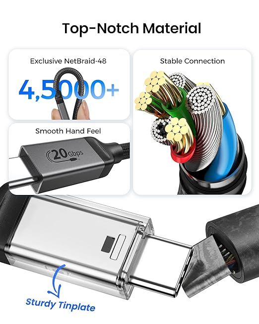 Silkland USB 4 Cable Long for Thunderbolt 4 Cable 16.5FT/5M, 20Gbps Data Sync, 5K/4K@60Hz, 240W Charging, USB C Thunderbolt Cable, Compatible for MacBook, Monitor, Dock, iPhone 17, VR Headset, Camera