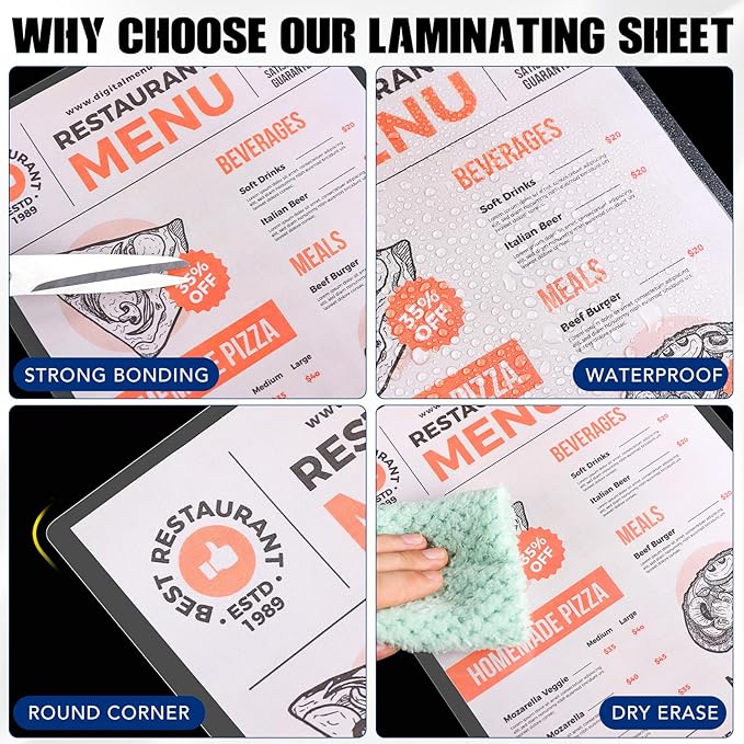 BURVAGY Thermal Laminating Pouches 5 Mil,150 Pack Laminating Sheets, 9 x 11.5 Inches Lamination Sheet Paper for Laminator, Clear, Round Corner Letter Size, Office School Supplies