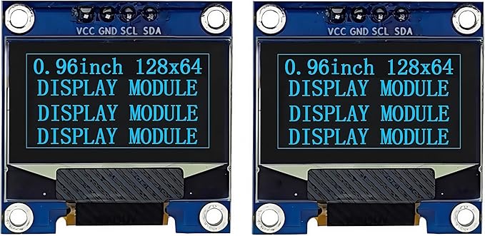 Haldzemo 0.96" OLED Display Module I2C IIC Serial 128X64 SSD1306 LCD Screen VCC GND SCL SDA (2 Pack, Blue)
