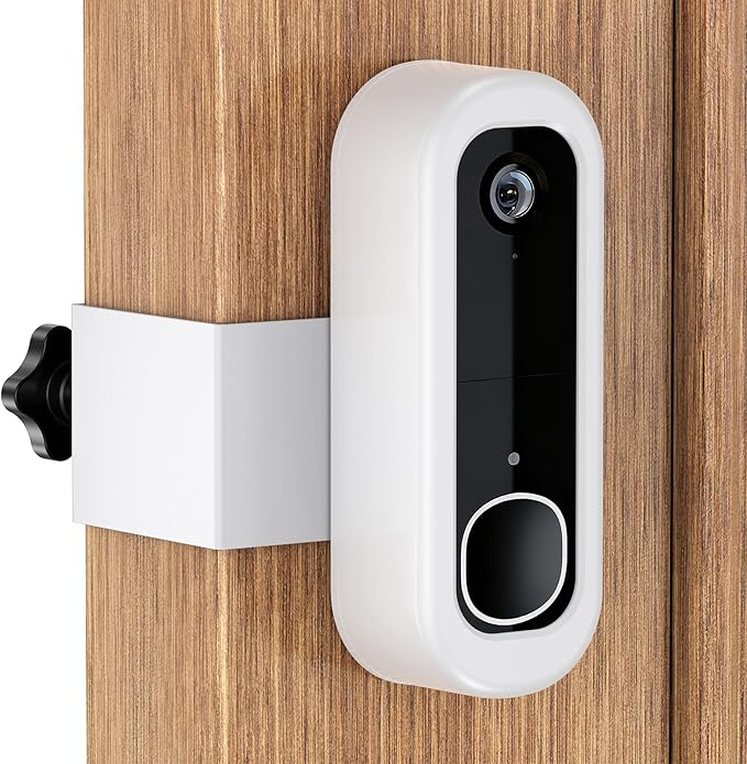 Anti-Theft Doorbell Mount Compatible with Arlo Video Doorbell 2K/HD (2nd Gen), No-Drill Adjustable Mounting Bracket for Arlo Doorbell Camera, Accessories for Apartments, Businesses Home (White)