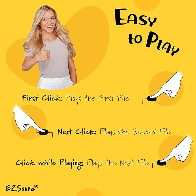 EZSound Multiplay Push Button Recordable Sound Chip | Plays Multiple Recordings | Recordable Sound Module | Push Button Control | Card Sound Recorder | Card Voice Recorder | Custom Button Record