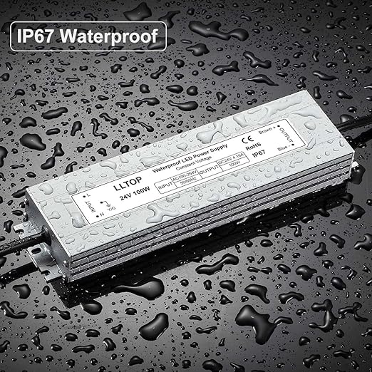 LLTOP LED Driver 100 Watts 100-264V AC to 24V DC 4.16A Power Supply Waterproof Low Voltage Transformer Ultra Thin Converter for Indoor Outdoor LED Lights