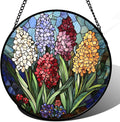 DASTOLL Stained Glass Window Hanging, Colorful Hyacinth Flowers Suncatcher for Doors Window Home Plant Sun Catchers Decoration Mother's Day Birthday Gifts for Women, Men, and Mom 6.3x6.3 in