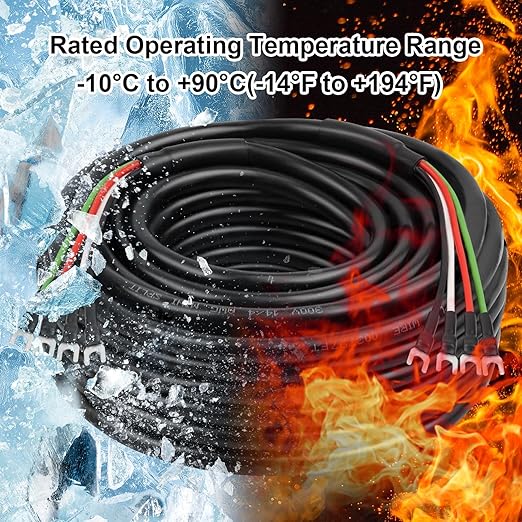 MOOKEERF 14/4 AWG Mini-Split Cable - 10FT 14 AWG 4 Conductor Control Cable 300V Stranded Oxygen-Free Pure Copper Wire for Mini Split Air Conditioner,Heat Pump,HVAC Systems and Speaker Systems