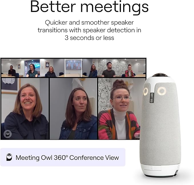 Meeting Owl 3 Premium Pack: 360-Degree, 1080p HD Smart Video Conference Camera, Microphone, and Speaker (Automatic Speaker Focus & Smart Zooming and Noise Equalizing)