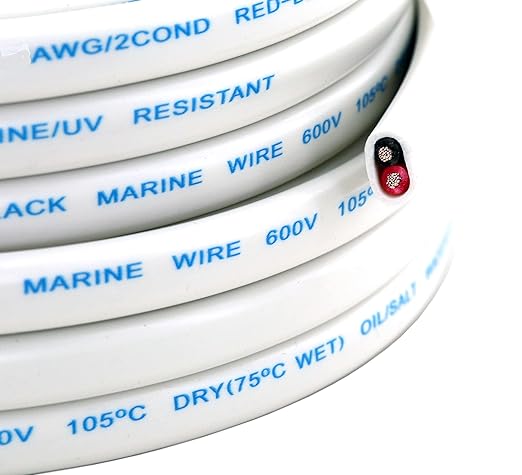 GS Power 100 Ft Duplex Marine Wire, 16 Gauge Wire, Oxygen-Free Tinned Copper 16 AWG Electrical Boat Wiring, Sheathed Copper Marine Grade Electrical Cable for Boat Automotive RV Camper Trailer