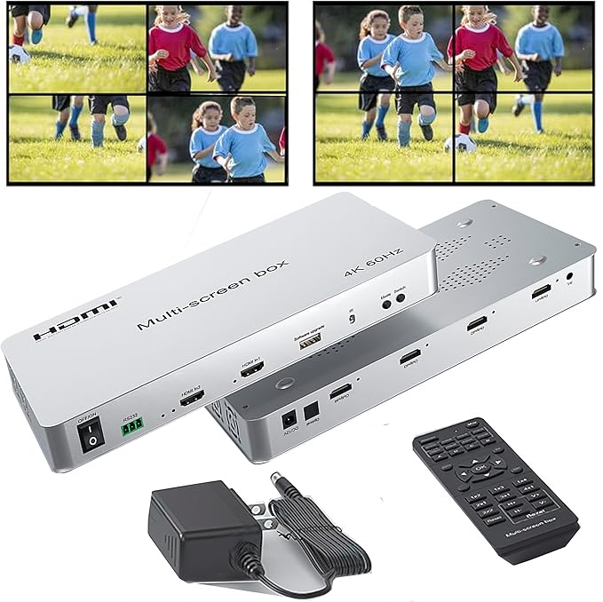 4K 2x2 Video Wall Controller&Multi-Screen Box point-to-point processor HDMI Multi Screen Expander Support PIP 180°mirroring Point-to-Point Optical audio/3.5mm stereo audio outputs 2x1 3x1 1x4 14 Modes