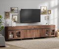 WAMPAT Modern TV Stand for TVs up to 120 inch, 4 in 1 TV Console with Glass Doors and 2 Drawers, Entertainment Center with Adjustable Shelf for Living Room, Bedroom, Brown