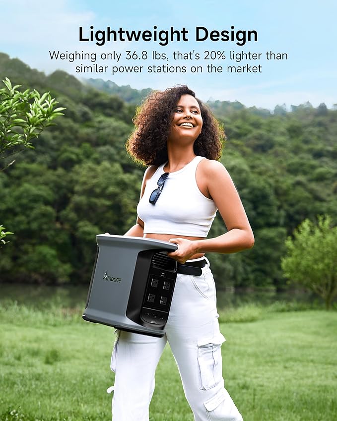 AMPACE Andes 1500 Power Station 2400W(Surge 3600W) Solar Generator with 3x100W Solar Panels, 1462Wh Solar Power Station, 1800W A-Boost Fast Charging, APP Control, Emergency Power for Home Use