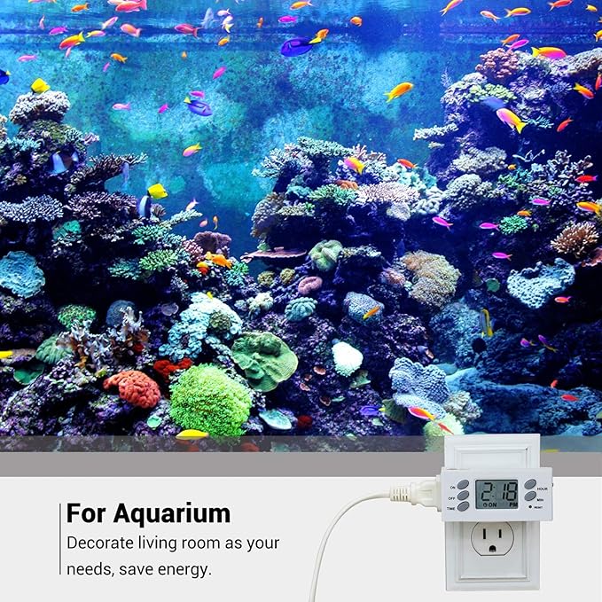 DEWENWILS 24 Hour Outlet Timer, 125V 15A 1000W Timers for Electrical Outlets, 1 Polarized Outlet, Digital Light Timer for Indoor Lamp, Fan, Aquarium, 1/2 HP, 2 Pack, UL Listed