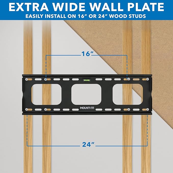 Mount-It Low-Profile Tilting TV Wall Mount Bracket for 32-60 inch LCD, LED, OLED, 4K or Plasma Flat Screen TVs - 175 lbs Capacity, 1.5 Inch Profile, Max VESA 600x400 (MI-318B), Black, 60
